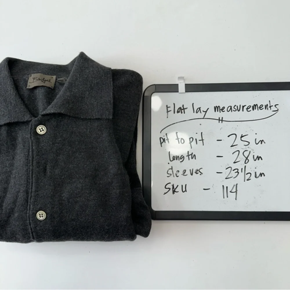 Bridges Sweater Mens XL 100% Fine Merino Wool‎ Made In Italy Collared Black